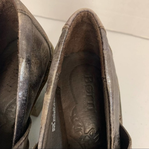 Born Haddon Metallic Bronze Distressed Leather Heeled  Clogs Womens Size 9 - Picture 4 of 13